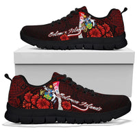 Solomon Islands Polynesian Sneakers - Coat Of Arm With Hibiscus - Polynesian Pride