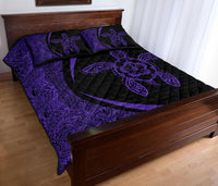 Hawaiian Polynesian Turtle Quilt Bed Set - Circle Style Purple - Polynesian Pride
