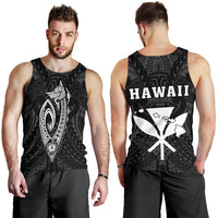 Hawaii Kakau Makau Fish Hook Kanaka Map Men's Tank Top Polynesian - White White - Polynesian Pride