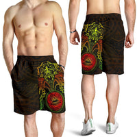 American Samoa Polynesian Shorts (Men) - Reggae Turtle Manta Ray RED - Polynesian Pride
