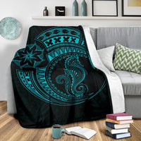 Seahorse Polynesian Blanket - Polynesian Tattoo Blue - Polynesian Pride