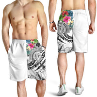 FSM Polynesian Men's Shorts - Summer Plumeria (White) - Polynesian Pride