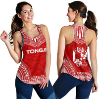 Tonga Women's Racerback Tank - Polynesian Chief Flag Version - Polynesian Pride