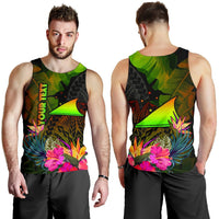 Tokelau Polynesian Personalised Men's Tank Top - Hibiscus and Banana Leaves - Polynesian Pride