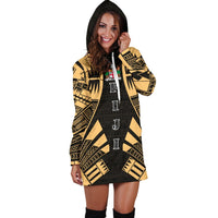 Fiji Hoodie Dress - Polynesian Tattoo Gold - Polynesian Pride