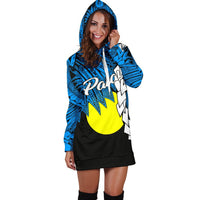 Palau Polynesian Hoodie Dress - Tribal Wave Tattoo Flag Style - Polynesian Pride