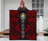 Nauru Premium Quilt - Nauru Coat Of Arms Polynesian Red Tattoo - Polynesian Pride