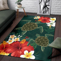 Hawaii Sea Turtle Hibiscus Plumeria Rug - Polynesian Pride