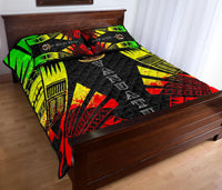 Vanuatu Quilt Bed Set - Vanuatu Coat Of Arms Reggae Tattoo Style - Polynesian Pride