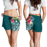 The Philippines Women's Shorts - Summer Plumeria (Turquoise) - Polynesian Pride