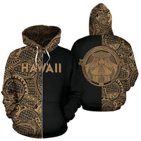 Polynesian Madame Pele Mauna Kea Hawaii Zip Hoodie The Half Gold Unisex Gold - Polynesian Pride