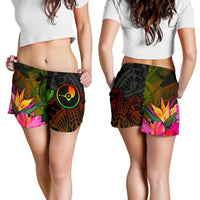 YAP Polynesian Women's Shorts - Hibiscus and Banana Leaves - Polynesian Pride