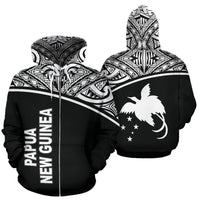 Papua New Guinea Polynesian All Over Zip up Hoodie Black Curve Unisex Black - Polynesian Pride