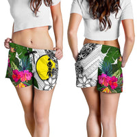 New Caledonia Women's Short White - Turtle Plumeria Banana Leaf - Polynesian Pride