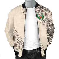 Pohnpei Men's Bomber Jacket - The Beige Hibiscus - Polynesian Pride