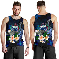 Samoa Polynesian Men's Tank Top - Turtle With Plumeria Flowers - Polynesian Pride