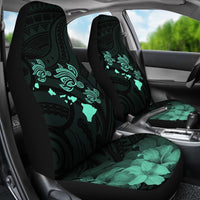 Hawaii Hibiscus Map Polynesian Ancient Turquoise Turtle Car Set Covers - Polynesian Pride