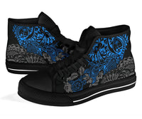Guam Polynesian High Top Shoes - Blue Turtle Flowing - Polynesian Pride