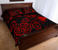 Turtle Hibiscus Map Red Quilt Bed Set - Polynesian Pride