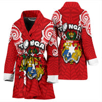 (Custom Personalised) Tonga Rugby Women's Bath Robe Royal Style - Polynesian Pride