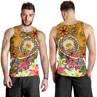 Samoa Custom Personalised Men's Tank Top - Turtle Plumeria (Gold) - Polynesian Pride