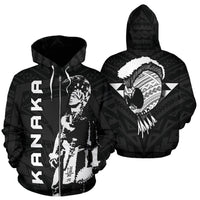 Polynesian Kanaka Helmet Warrior Hawaii Zip Hoodie Unisex White - Polynesian Pride