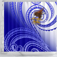 American Samoa Polynesian Shower Curtain - Bald Eagle (Blue) - Polynesian Pride