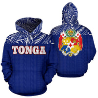 Tonga All Over Hoodie Polynesian Blue Version Unisex White - Polynesian Pride