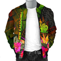 New Caledonia Polynesian Men's Bomber Jacket - Hibiscus and Banana Leaves - Polynesian Pride