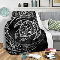 Hawaiian Turtle Polynesian White Premium Blanket - Polynesian Pride