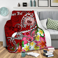 Samoa Custom Personalised Premium Blanket - Turtle Plumeria (Red) - Polynesian Pride