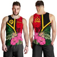 Vanuatu Men's Tank Top - Vanuatu Flag with Hibiscus - Polynesian Pride