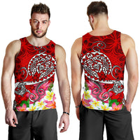 Polynesian Men's Tank Top - Turtle Plumeria Red Color - Polynesian Pride