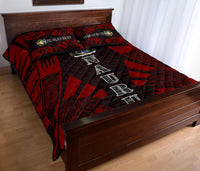 Nauru Quilt Bed Set - Nauru Coat Of Arms & Polynesian Red Tattoo Style - Polynesian Pride