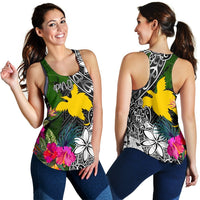 Papua New Guinea Women Racerback Tank - Turtle Plumeria Banana Leaf - Polynesian Pride
