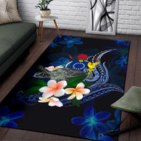 Cook Islands Polynesian Area Rug - Turtle With Plumeria Flowers - Polynesian Pride