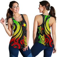 Papua New Guinea Women's Racerback Tank - Reggae Tentacle Turtle - Polynesian Pride