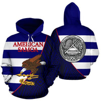 American Samoa Polynesian Hoodie American Samoa Flag Seal Wave Flag Color Unisex Blue - Polynesian Pride