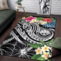 FSM Polynesian Area Rug - Summer Plumeria (Black) - Polynesian Pride