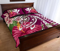 Hawaii Polynesian Turtle Tropical Hibiscus Plumeria Quilt Bed Set - Pink - Polynesian Pride