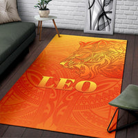 Sun In Leo Zodiac Area Rug Polynesian Tattoo Simple - Orange - Polynesian Pride