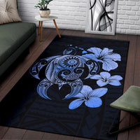 Hibiscus Plumeria Mix Polynesian Turtle Area Rug AH - Polynesian Pride