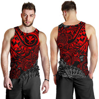 Polynesian Hawaii (Kanaka Maoli) Men's Tank Top - Red Turtle Hibiscus Flowing - Polynesian Pride
