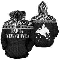 Papua New Guinea Polynesian All Over Zip up Hoodie Black Horizontal Unisex Black - Polynesian Pride