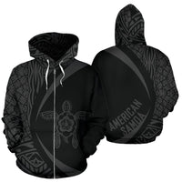 American Samoa Turtle Polynesian Zip up Hoodie Circle Style 01 Unisex Art - Polynesian Pride