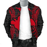 Papua New Guinea Polynesian Men's Bomber Jacket Map Red - Polynesian Pride