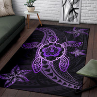 Kanaka Map Hibiscus Plumeria Turtle Art Polynesian Area Rug Violet AH - Polynesian Pride