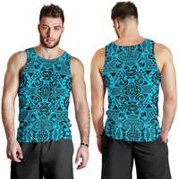 Polynesian Kakau Turtle Blue Hawaii Men's Tank Top - Polynesian Pride