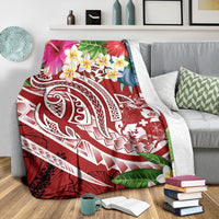 Tonga Polynesian Premium Blanket - Summer Plumeria (Red) - Polynesian Pride