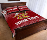 American Samoa Custom Personalised Quilt Bed Set - American Samoa Flag Polynesian Tattoo Red Frog - Polynesian Pride